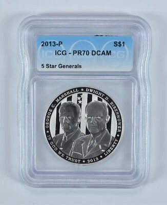 2013-P 5 Star Generals Commemorative Silver Dollar PR70 DCAM ICG - Image 1 of 4