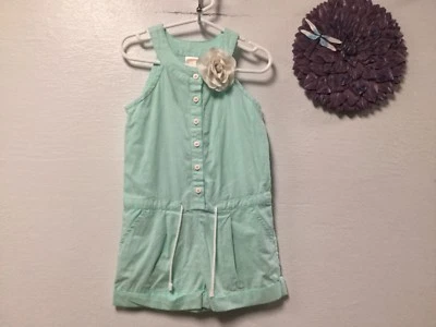 Gymboree Girls One Piece Romper Size 4 Flower Bud Sleeveless Pale Green 161   - Image 1 of 4