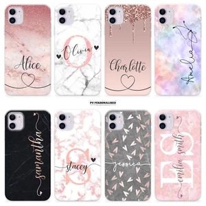 Funda de teléfono personalizada con nombre de mármol cubierta de silicona para iPhone 11 15 12 13 14 XR - Imagen 1 de 16