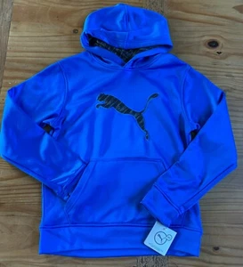 PUMA Boy’s Size M Blue Grey Black Logo Hoodie NWT  - Picture 1 of 6