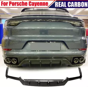 Difusor de parachoques trasero de carbono real divisor de labios adecuado para Porsche Cayenne 2018-2020 - Imagen 1 de 12