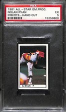 1981 All Star Game Program Insert Hand Cut Nolan Ryan HOF Astros PSA 5 EX 6217