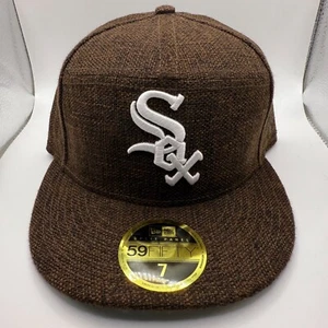 New Era 59Fifty Chicago White Sox Brown/Tweed Split Panel Fitted Hat Size 7 - Picture 1 of 5