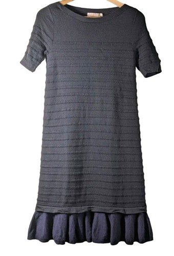 Abito Tory Burch Giselle nero donna S lana merino orlo arricciato lunghezza ginocchio autunno