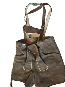 Beckert Trachten Lederhose kurz mit Träger Gr. 44 / S – Echt Leder, Vintage - Bild 1 von 7