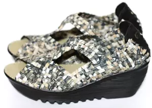 Sandalia Bernie Mev Para Mujer Neutro Multicolor Cuña Correa en T Zapatos Talla 9 EU 40 - Imagen 1 de 12