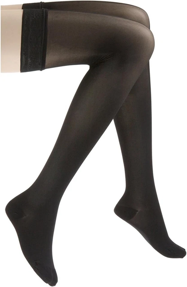 JOBST Ultrasheer Silicone Faixa de Renda Coxa Alta CT Clássico Preto Médio - Imagem 1 de 2