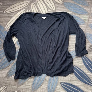 J.Jill Love Leinen Damen Strickjacke XL Leinen marine vorne offen Wickeloptik #059371 - Bild 1 von 6