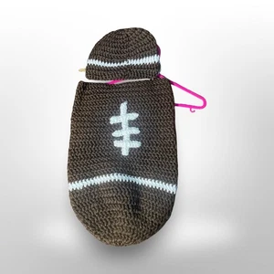 Crochet Fútbol Bebé Cocoon Envoltura Sombrero Conjunto Recién Nacido Fotografía Utilería Acogedor - Imagen 1 de 4