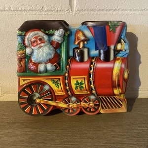 Vintage Ullman Plastic Christmas Santa Train Cookie/ Candy Treat Container Tin - Picture 1 of 8