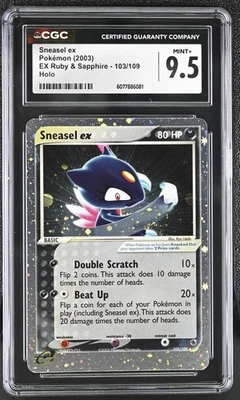 CGC 9.5 MINT+ Sneasel ex 2003 EX Ruby & Sapphire 103/109 Holo Pokemon Card - Image 1 of 2
