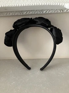 Debenhams black satin headband with roses - Picture 1 of 4
