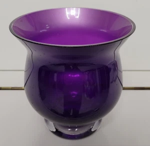 PURPLE VIOLET FOOTED GLASS VASE FLARE TOP  CLEAR GLASS BASE 5.5 INCHES - Picture 1 of 8