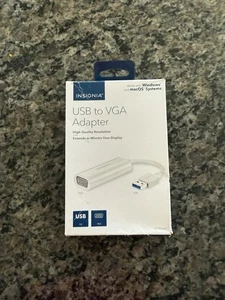 NEW-Insignia NS-PCA3V USB to VGA Adapter (works with Windows & macOS Systems) - Picture 1 of 9