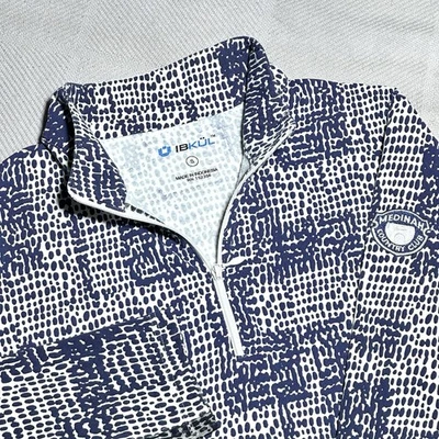IBKUL Top Womens Small 1/4 Zip Pullover Abstract Print Mock Neck Golf Medinah CC - Image 1 of 4