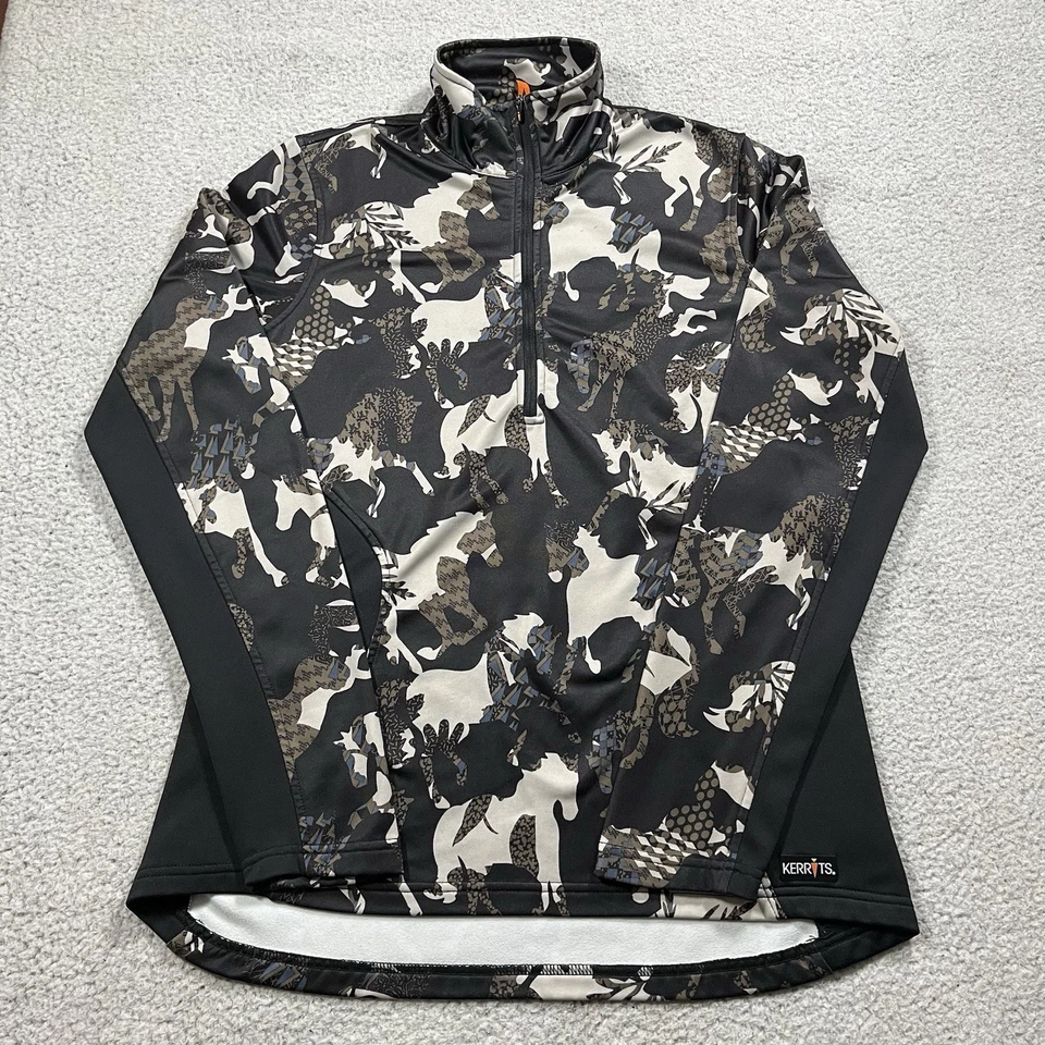 Kerrits 1/4 Zip Pullover Womens L Brown Riding Horse Print Equestrian Top Jacket - Image 1 of 4