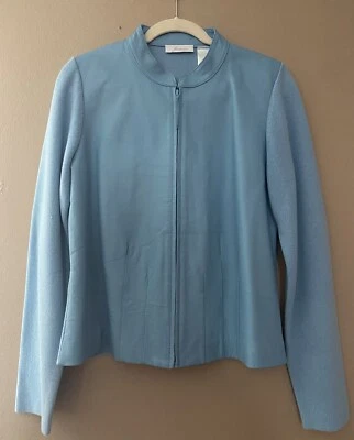 JH Collectibles Light Blue Leather Knit Jacket size L - Image 1 of 4