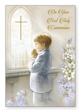 Boy Praying First Holy Communion Greeting Card Communion Day 