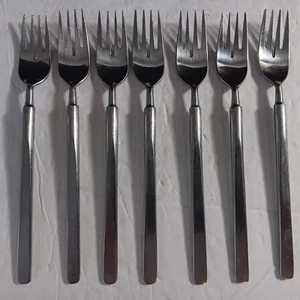 Set Of 7 MCM Towle Supreme Cutlery "Stereo" Stainless Steel Salad Forks - Picture 1 of 7