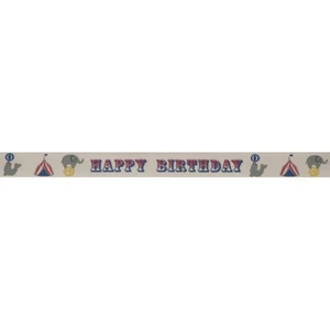 Bowtique Natural Happy Birthday Circus Ribbon 15mm x 5m Reel - Picture 1 of 1