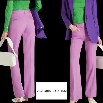 Victoria Beckham Woven Straight Slim Leg Pants Trousers Pink Lilac Sz 6 $690 NWT - Image 1 of 4