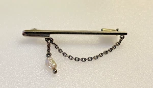 Antique Sterling Silver Pin Lapel Bar 800 Men’s Jewellery Pearl Elegant 1920' - Picture 1 of 12