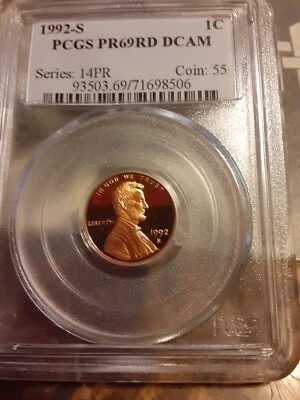 1992 S PROOF LINCOLN CENT PCGS PR69DCAM - Image 1 of 4