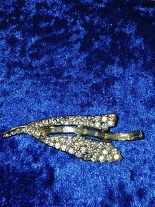 Vintage 50er Jahre Brillant Strass Silberfarben Blatt - Bild 1 von 4
