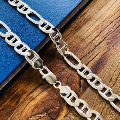 Pulsera o collar de cadena Figarucci de plata esterlina 925 sólida real para hombre y niño Foto 1 de 4