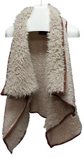 Love Tree Plush Fur Collared Draped Open Front Sherpa Vest Womens Size Large