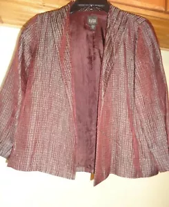 EILEEN FISHER BLAZER TOP SETA TESTURIZZATA PRUGNA SCURA APERTO DAVANTI NUOVO TAGLIA PP - Foto 1 di 11