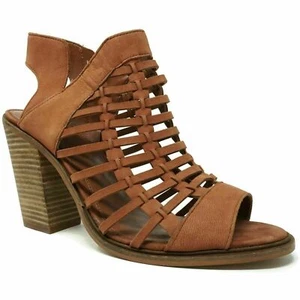 Vince Camuto Kessey gewebte Damen-Sandalen Größe 10,5 M braun Leder Blockabsatz - Bild 1 von 5