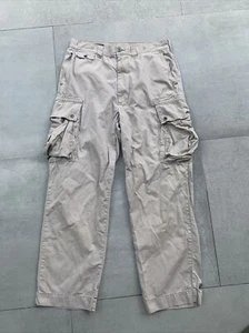 Vintage Polo Ralph Lauren Chino Cotton Cargo Twill Pants Mens Sz 36x32 Khaki Tan - Picture 1 of 7