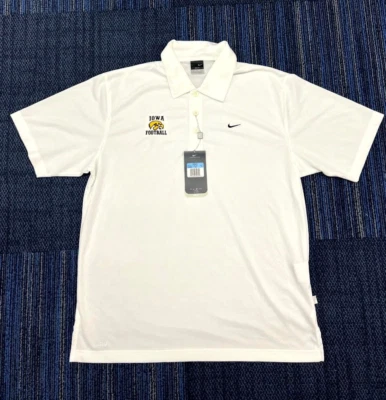 Nike Polo Iowa Hawkeyes Football Men’s Shirt White Sz Medium 142598 NEW! - Image 1 of 4
