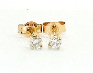 9CT HALLMARKED YELLOW GOLD 0.20CT G/H SI NATURAL DIAMOND SOLITAIRE STUD EARRINGS - Picture 1 of 9