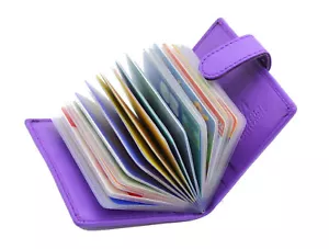 New Ladies Credit Card Holder Genuine Soft Leather Card Case Wallet 210-Purple - Picture 1 of 6