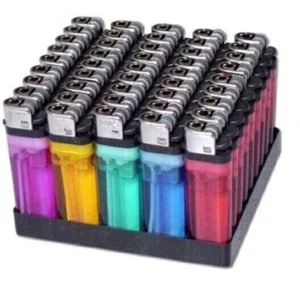 50 Pcs Full Size Disposable Butane Lighter Assorted Colors Wholesale Price - Picture 1 of 1