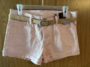 Pantalones Cortos de Denim Para Mujer Juniors No Boundaries Rosa Claro Con Cinturón Talla 11 Nuevos con Etiquetas - Imagen 1 de 6