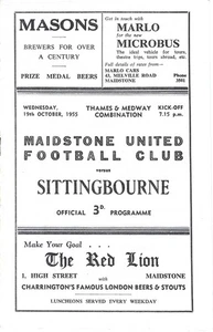 MAIDSTONE UNITED V SITTINGBOURNE 19 OCTOBER 1955 ~ THAMES & MEDWAY COMBINATION - Picture 1 of 1