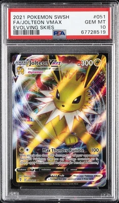 2021 POKEMON SWORD & SHIELD EVOLVING SKIES #051 FULL ART/JOLTEON VMAX PSA 10 - Image 1 of 2