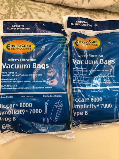 Bolsas de aspiradora tipo B para Riccar 8000 Simplicity 7000 - 2 -6 paquetes total 12 Foto 1 de 1