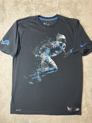 Nike Calvin Johnson 81 Megatron Detroit Lions NFL Dri-Fit Tee Men’s L Black - Image 1 of 4