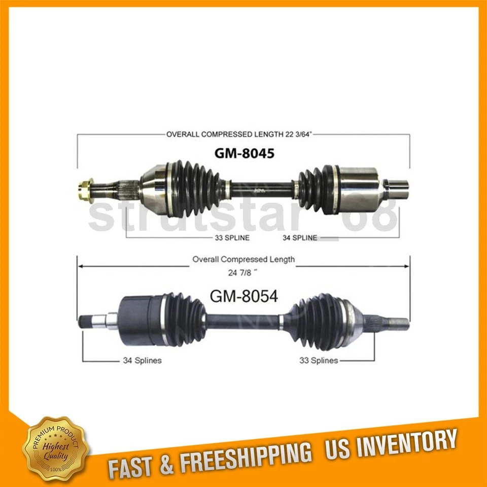 Eje delantero izquierdo delantero derecho TrakMotive CV 2 para Chevrolet Impala 2000-2011 Foto 1 de 3