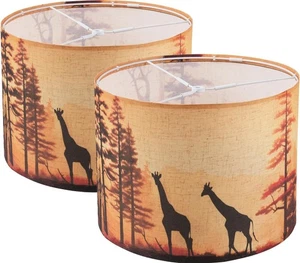 Lamp shades Set of 2, Medium Giraffe Fabric Lampshades for Table Lamps, Floor... - Picture 1 of 7