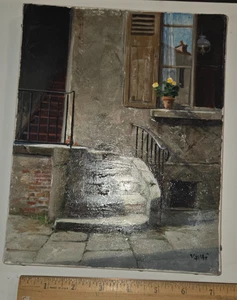 Parisian Artist oil Window Painting byYavai Matted no Frame 1992 - Picture 1 of 4