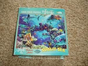 Puzzle 1000 pezzi mare illuminato dal sole montagna bianca 27" x 20" $0 S/H! Pesce 2007 - Foto 1 di 7