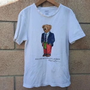 Polo Bear by Ralph Lauren Suited Bear T-shirt Kids Size Medium 14-16 White - Picture 1 of 10
