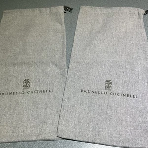 SET 2 Brunello Cucinelli Dust Bag For Shoes Drawstring Gray Cloth 15.5x8 FREE SH - Picture 1 of 3