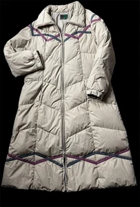 Vintage 70s Puffer Puffy Bubble Down Fill Insulated Long Quilted Coat Womens L - Picture 1 of 13