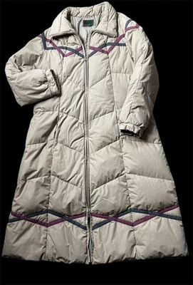 Vintage 70s Puffer Puffy Bubble Down Fill Insulated Long Quilted Coat Womens L - Image 1 of 4